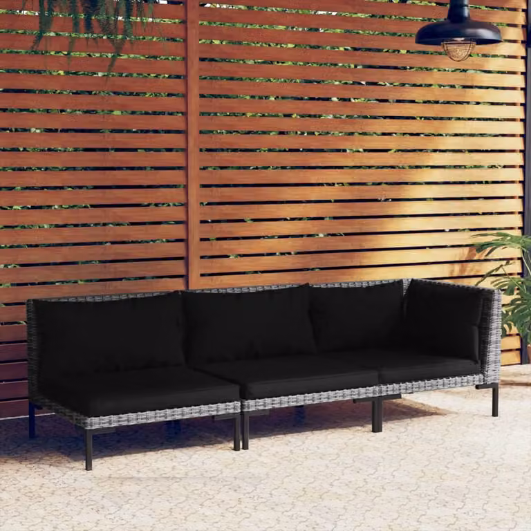 Maison Exclusive - Set da giardino 3 pezzi, grigio scuro, in rattan sintetico semicircolare