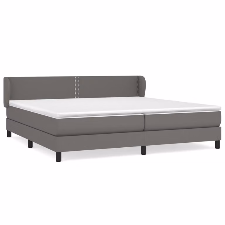 Giroletto a Molle con Materasso Grgio 200x200 cm in Pelle finta