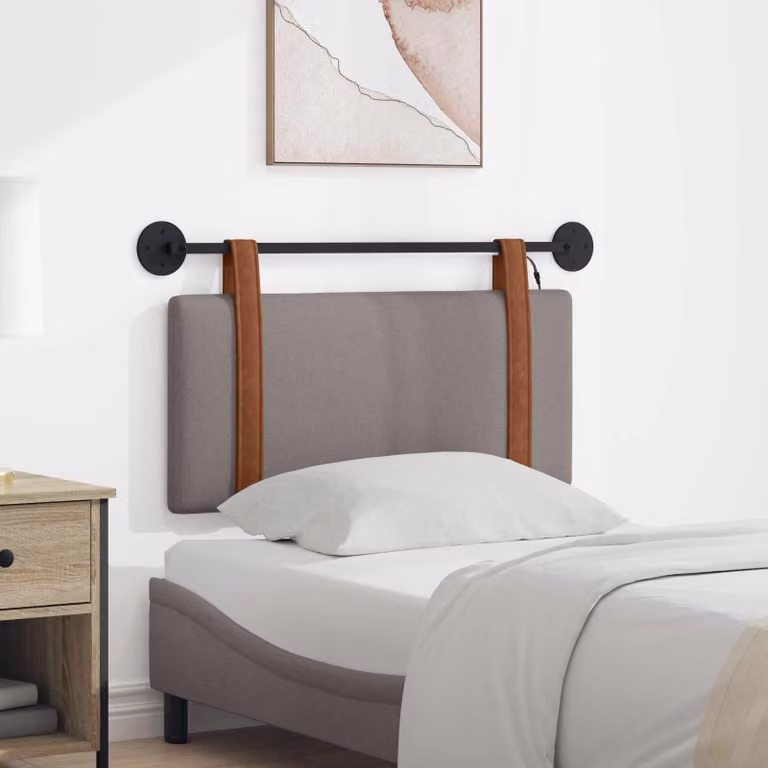 Testiera da letto sospesa vidaXL in similpelle con illuminazione integrata, colore tortora antico