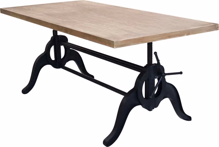 Milani Home - tavolo da pranzo fisso 178 x 87 x 88 cm, legno naturale e nero, piano in legno, struttura in acciaio