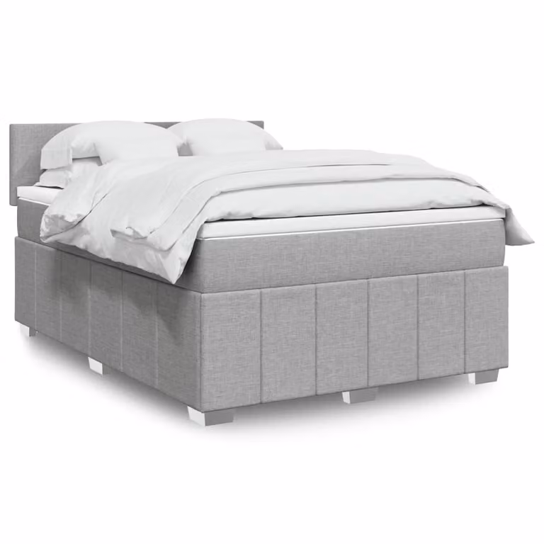 vidaXL Giroletto a Molle con Materasso Ibrido in Tessuto Grigio Chiaro, L/P/H: 140 x 200 cm