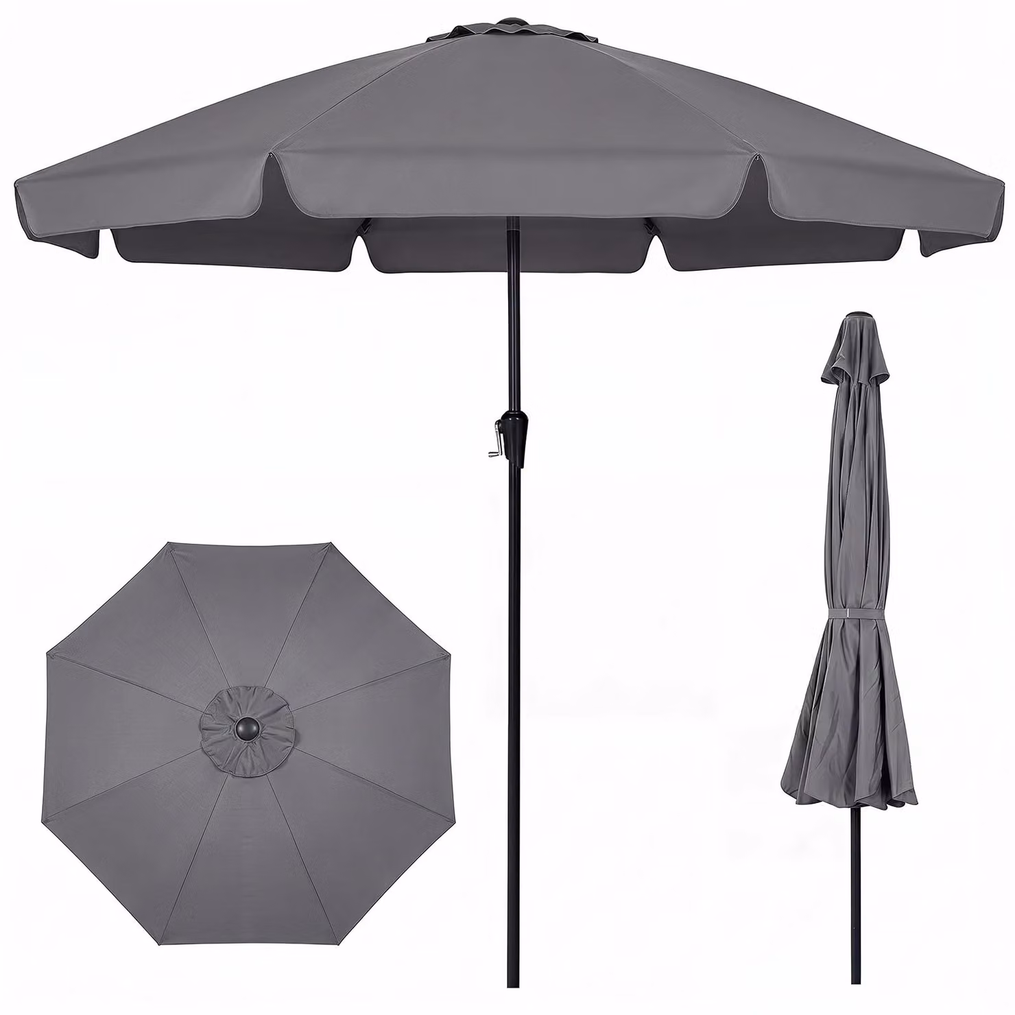 Ombrellone COSTWAY da 300 cm, ombrellone da giardino con balza, manovella e 8 stecche in fibra di vetro, ombrellone da balcone inclinabile di 30° su entrambi i lati, ombrellone da terrazza, ombrellone da mercato
