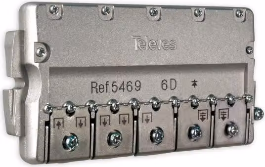 Distributore TELEVES Easy-F a 6 vie 5-2400 MHz VD: 12 dB DC A->E EFV6