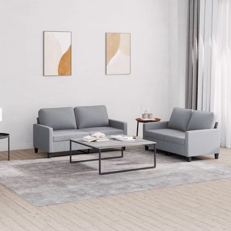 Maison Exclusive - Set divano a 2 posti con cuscini in tessuto grigio chiaro