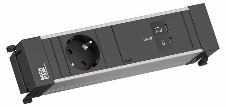 BACHMANN POWER FRAME 1xCEE7/3, 1xUSB-C/C 100 W, lunghezza 0,2 m