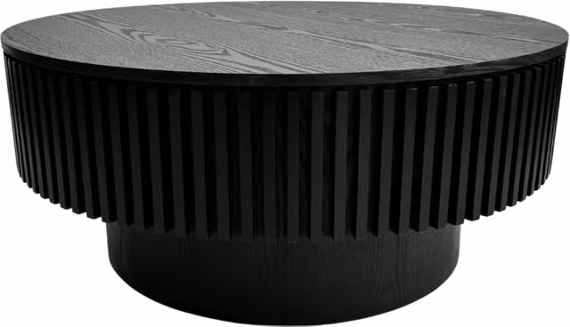 Tavolino da Caffè Rotondo 75 cm con Contenitore in Legno Impiallacciato Nero, Design Moderno