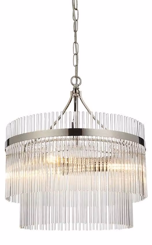 Lampada a sospensione MARIETTA in nichel, 3xE14x15W, vetro, dimensioni: 168x40x40 cm, IP20, Endon