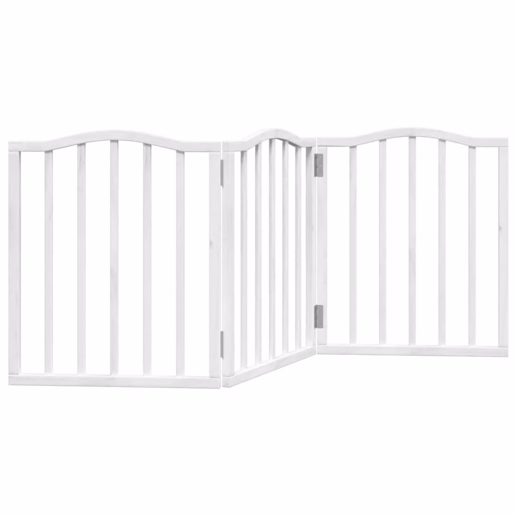 Cancello per Cani Pieghevole 3 Pannelli Bianco 150 cm Pioppo