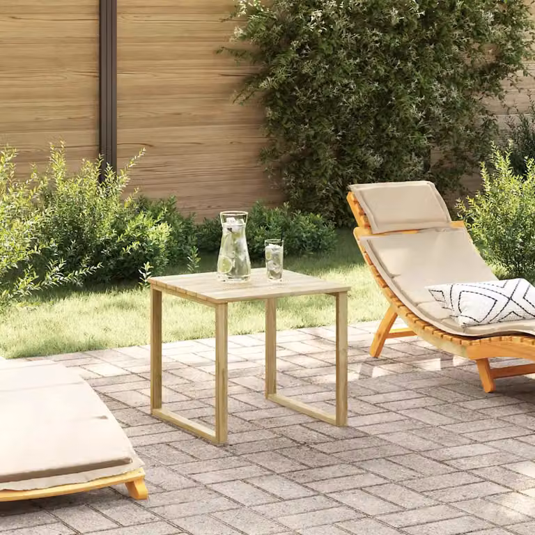 vidaXL Tavolo Quadrato in Legno di Pino Impregnato Naturale Beige L/P/H: 50,5 x 50 x 46 cm