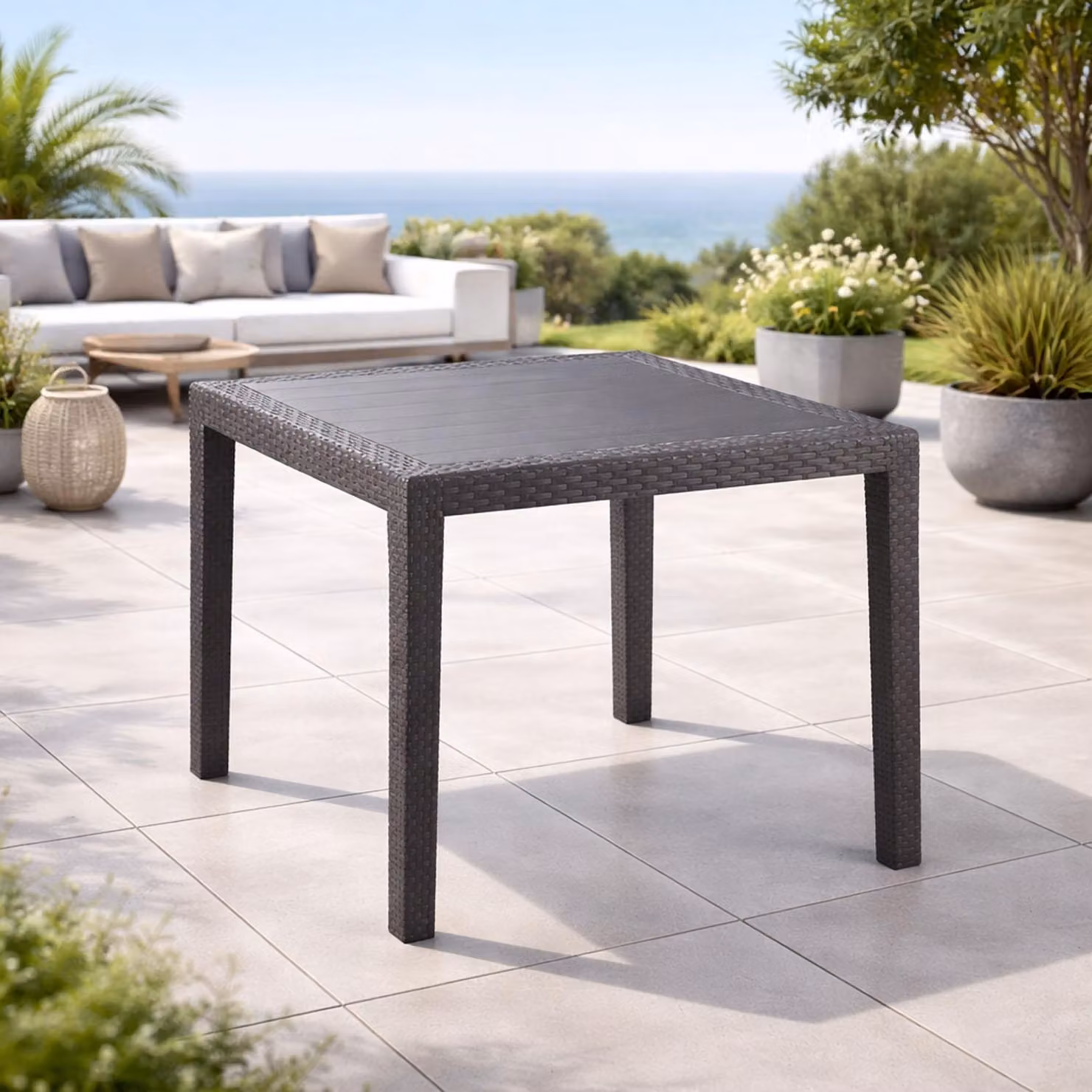Tavolo da giardino King rettangolare antracite 79x79x72 cm effetto rattan resistente alle intemperie