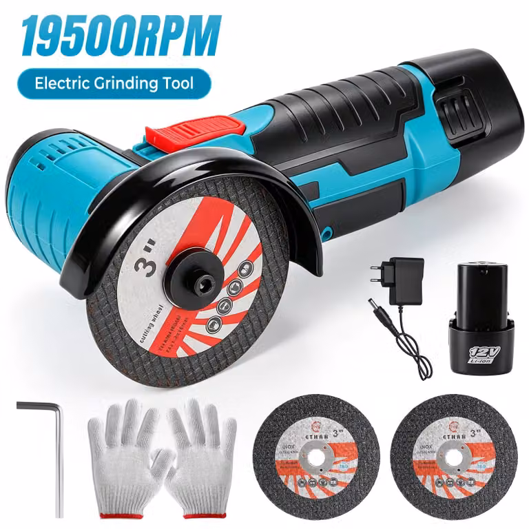 Smerigliatrice angolare compatta – smerigliatrice a batteria – 19.500 giri/min – batteria al litio – ricaricabile – per tagliare e lucidare – con 1 batteria