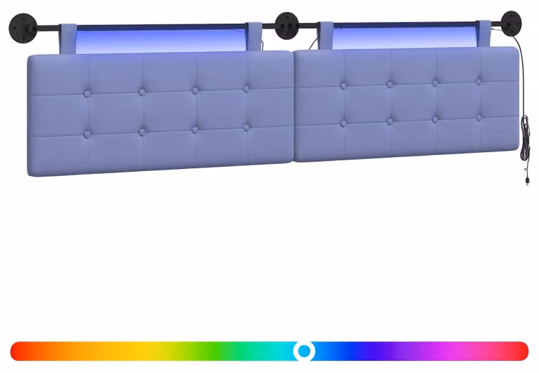 Testiera sospesa Con luce LED Blu jeans Tessuto