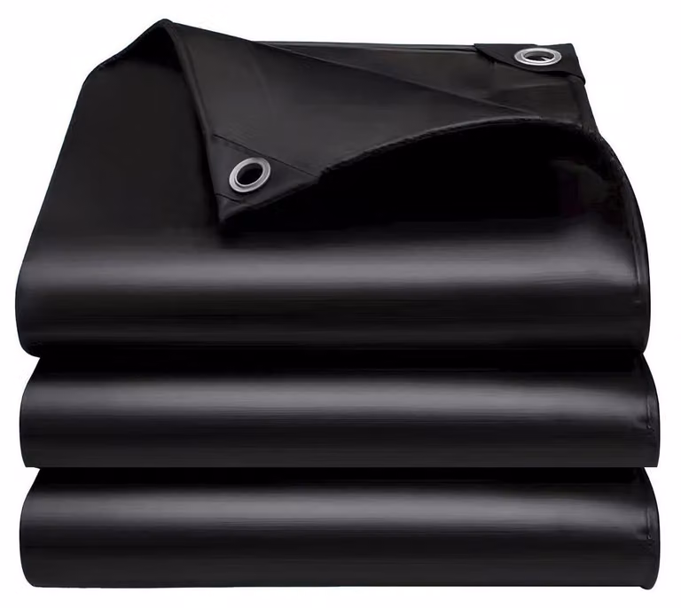 Telo coprioggetto con occhielli, impermeabile, stabilizzato contro i raggi UV, resistente allo strappo, dimensioni 4x6 metri, colore nero