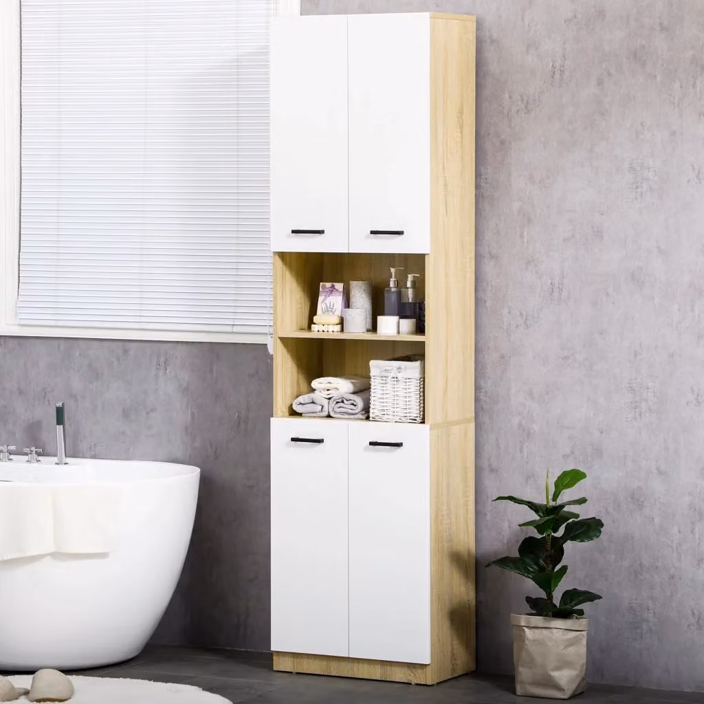 Mobile bagno moderno GIORDANOSHOP con 4 ante e ripiani interni in bianco opaco L: 53 cm, P: 33,5 cm, H: 195,7 cm – 2