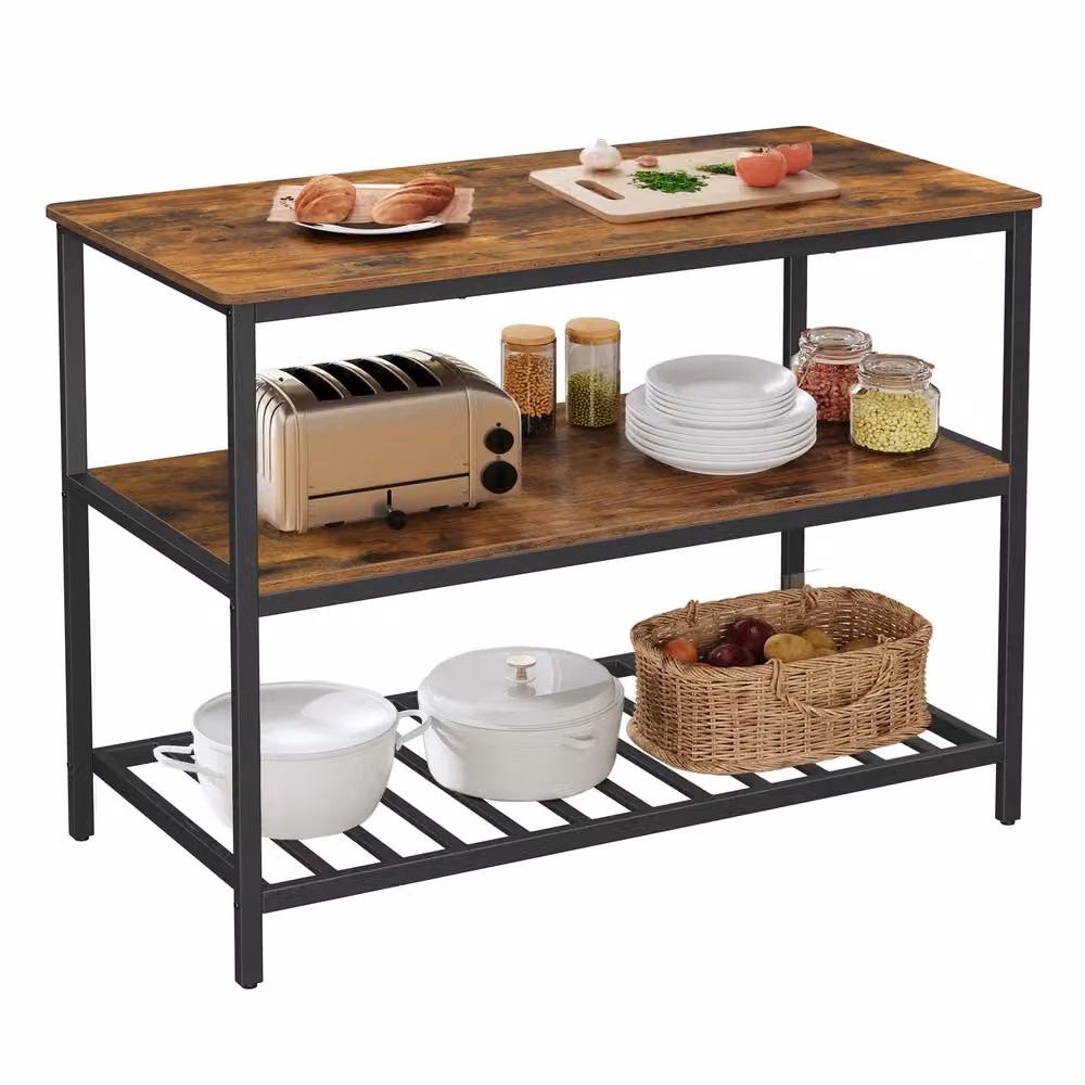 Scaffale da Cucina Marrone Vintage e Nero, Marrone Vintage + Nero / 60 x 120 x 90 cm