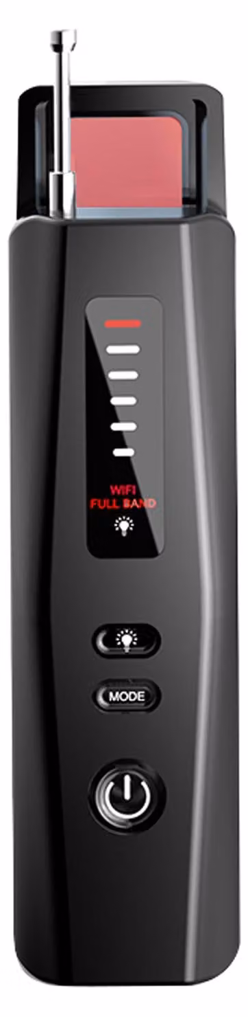 Rilevatore di telecamere portatile e senza fili, localizzatore RF-GPS, regolazione della sensibilità a 6 livelli, batteria integrata, localizzatore a infrarossi per uffici, hotel, bagni