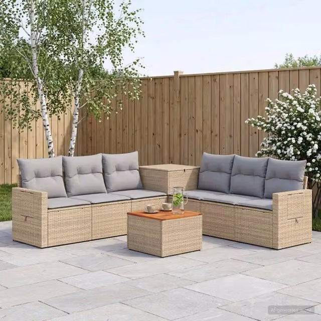 Set di divani 8 pz Beige e Grigio Chiaro 55 x 55 x 37 cm 3448397
