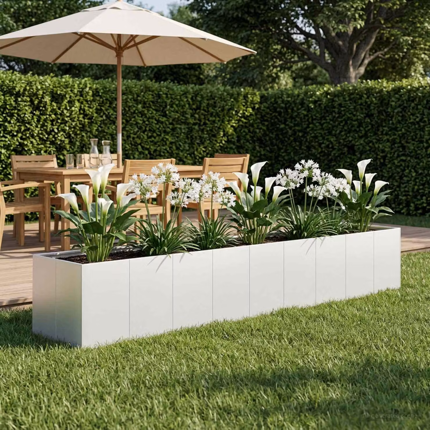 vidaXL Vaso da giardino in metallo Bianco L: 360 cm, P: 80 cm, H: 60 cm