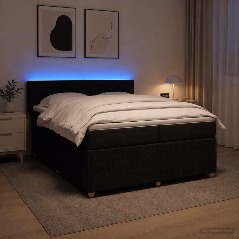 Maison Exclusive - Letto boxspring con materasso nero 200 x 200 cm Tessuto