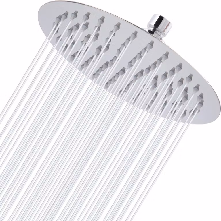 Doccia a parete da 20 cm, cromata, in acciaio inossidabile, con effetto cascata, per bagno