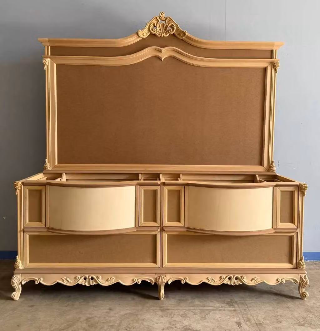 Mobile bagno doppio con specchio in stile classico barocco Mobili 2G in legno grezzo L/P/H: 211 x 58 x 213 cm