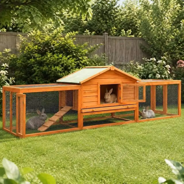 Rabbit Hutch 310x70x87 Cm Pine Wood & Fir Wood