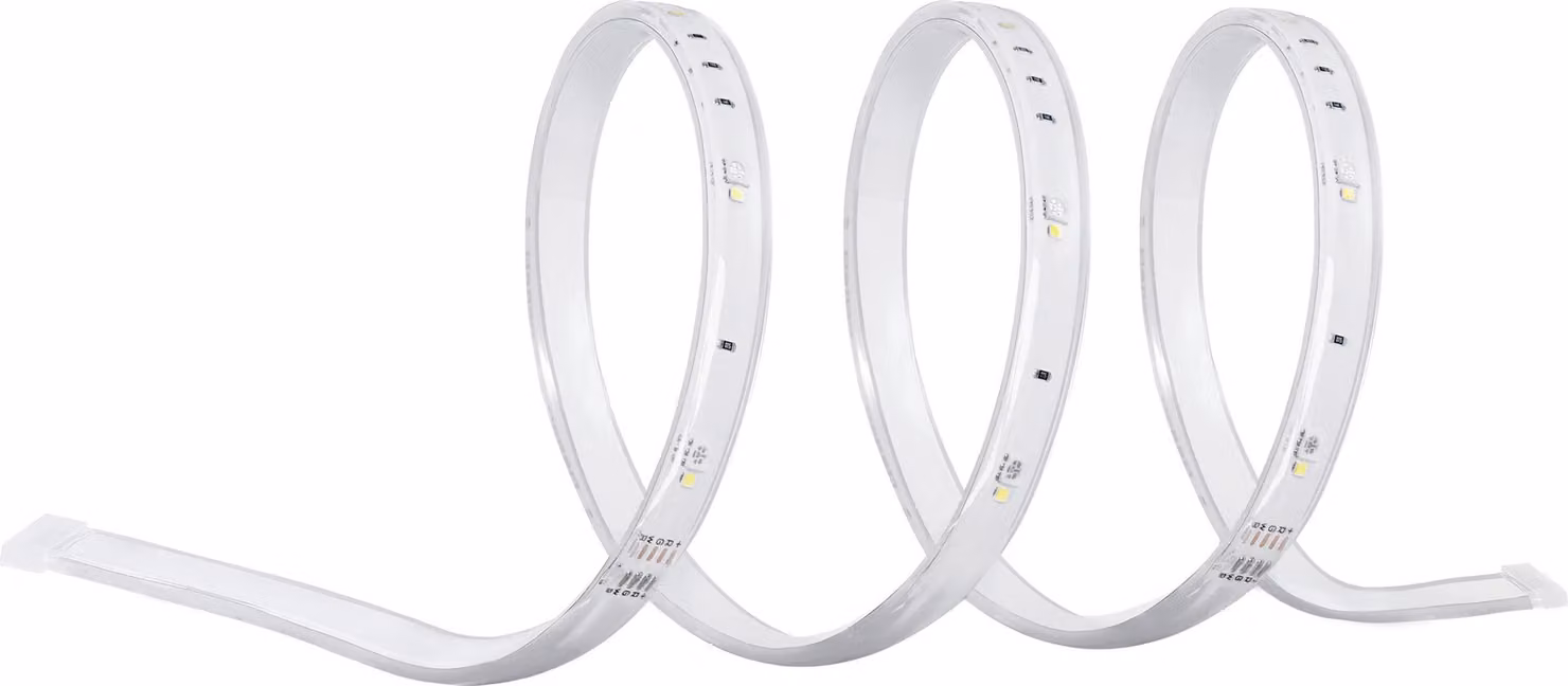 Strisce LED flessibili per esterni OSRAM SMART+ Zigbee con RGBW dimmerabile, in silicone trasparente, protezione IP65, per terrazze e balconi