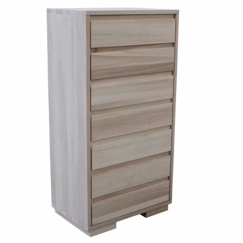 Cassettiera classica con 7 cassetti in legno massello grezzo Mobili 2G L: 70 cm, P: 45 cm, H: 137 cm – 3