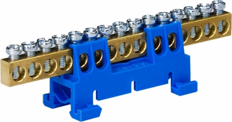 Morsetto di distribuzione a 15 poli su guida TH blu 8122