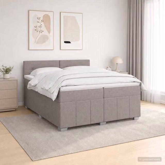 Letto box spring con materasso vidaXL in tessuto Tortora L/P: 200 x 200 cm – 1