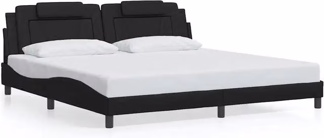 Letto matrimoniale | Letto per adulti | Giroletto Viana senza Materasso Nero 200x200 cm in Similpelle