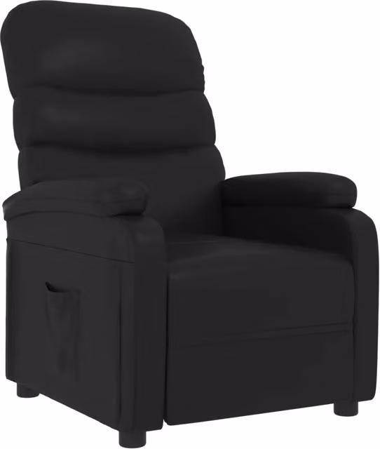 Poltrona Relax Reclinabile Nera in Similpelle con Braccioli e Regolazione Manuale – 1