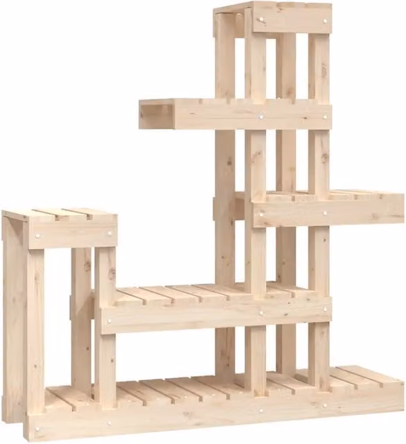 Supporto per piante in legno di pino naturale stile rustico color beige e marrone HELLOSHOP26 L: 92 cm, P: 25 cm, H: 97 cm