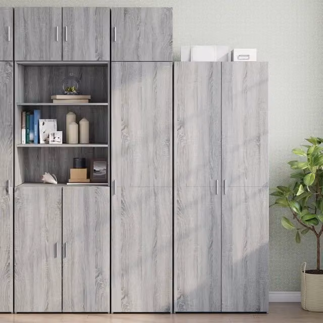 Mobile da cucina moderno vidaXL in MDF grigio con ante a battente, L: 45 cm, P: 42,5 cm, H: 225 cm