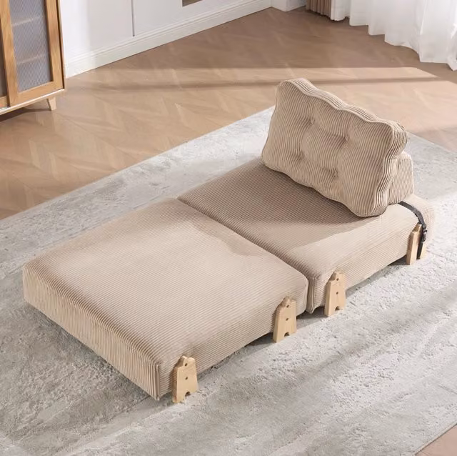 Poltrona letto pieghevole convertibile 90x86x84 cm in velluto a coste kaki