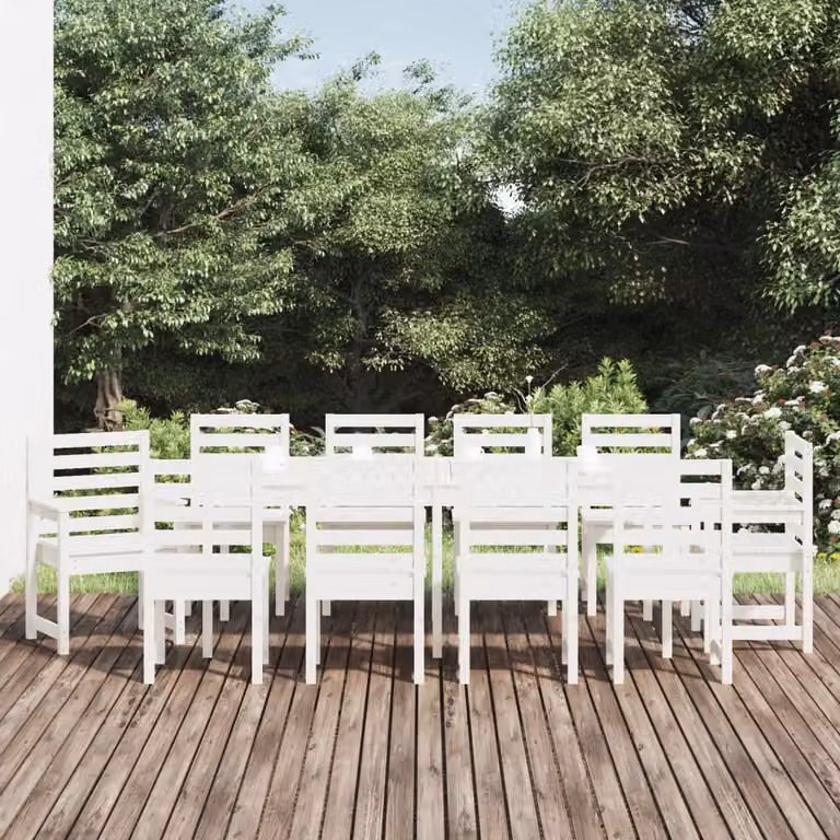 Maison Exclusive - Set da Pranzo per Giardino 11pz Bianco Legno Massello di Pino