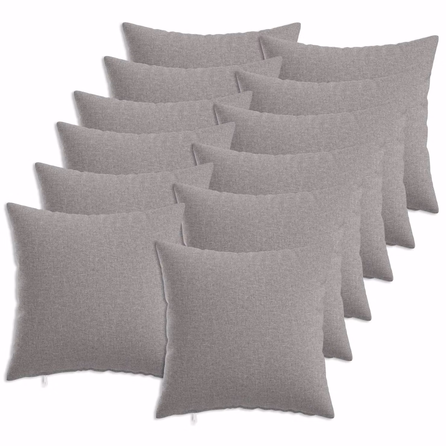 Set di 12 cuscini quadrati vidaXL HEERLEN in tessuto grigio, lavabili e con rivestimento rimovibile, 50 x 50 cm
