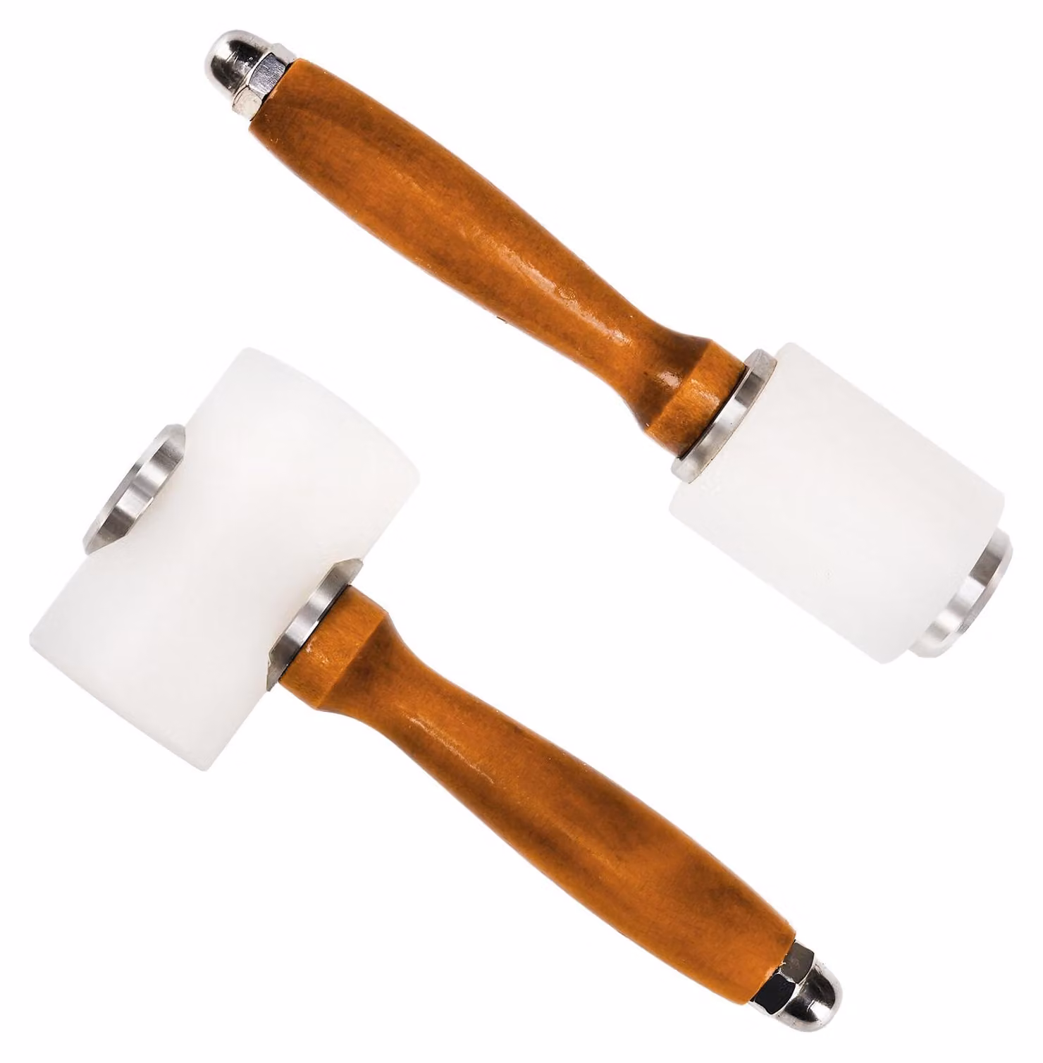 Set di 2 martelli in pelle, con testa in nylon, manico in legno, design ergonomico