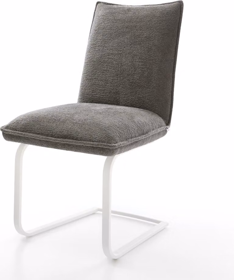 DELIFE sedia a sbalzo Lelio-Flex Bouclé Soft Mud Cantilever piatto Bianco Anima a molla tascabile