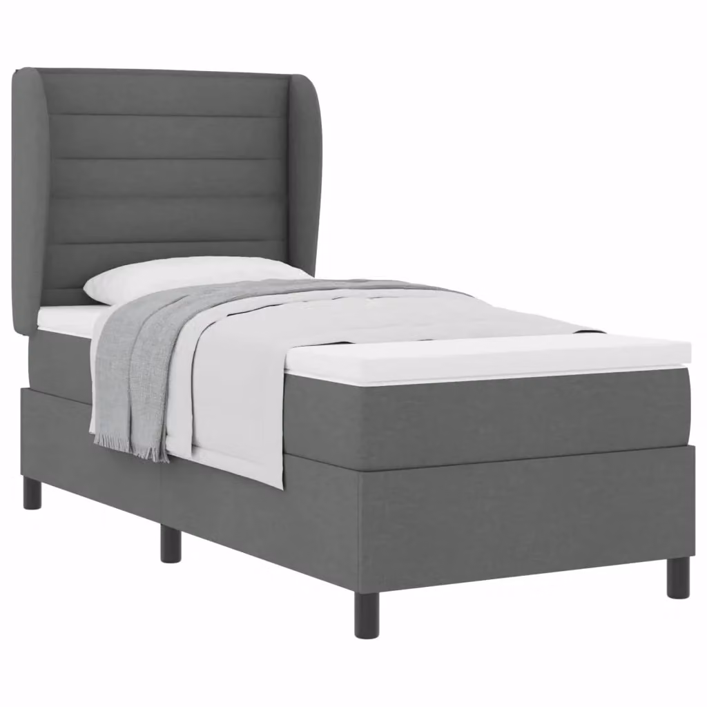 Letto a molle con materasso imbottito vidaXL in tessuto grigio L/P/H: 100 x 200 cm – 2
