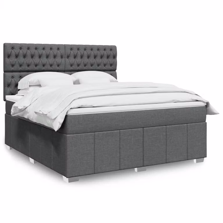vidaXL Letto Ibrido con Materasso a Molle e Schiuma Grigio e Bianco L/P: 180 x 200 cm