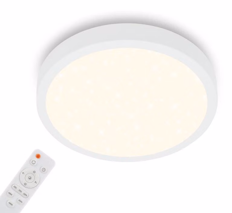 BRILONER - lampada da soffitto cielo stellato, lampada da soffitto dimmerabile, temperatura di colore regolabile, lampada da parete, telecomando, bianco, Ø380x50 mm