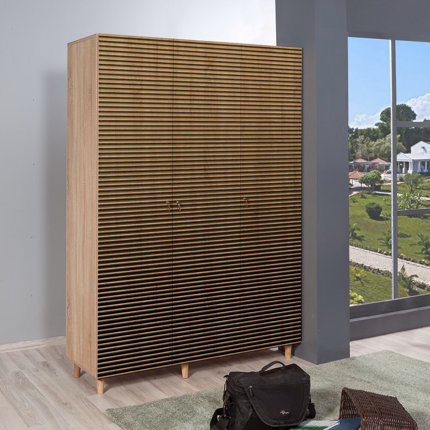 Skye Decor, Moda-220, Armadio, Rovere Sonoma, 100% PANNELLI DI PARTICELLE RIVESTITI IN MELAMMINA, 135 x 52 x 192 cm