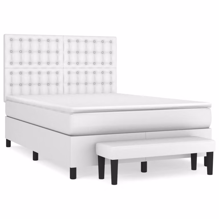 Giroletto a Molle con Materasso Bianco 140x200 cm in Pelle finta