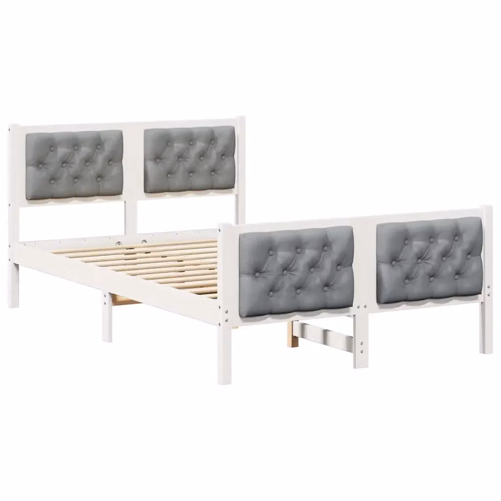 Struttura del letto vidaXL in pino massello laccato grigio chiaro con doghe in legno L: 140,5 cm, P: 200,5 cm, H: 85,5 cm – 2