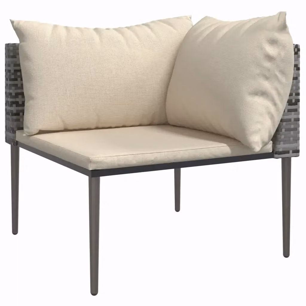 Divano Angolare da Giardino vidaXL in Polyrattan Grigio e Beige con Cuscini in Schiuma e Tessuto Resistente ai Raggi UV – 2