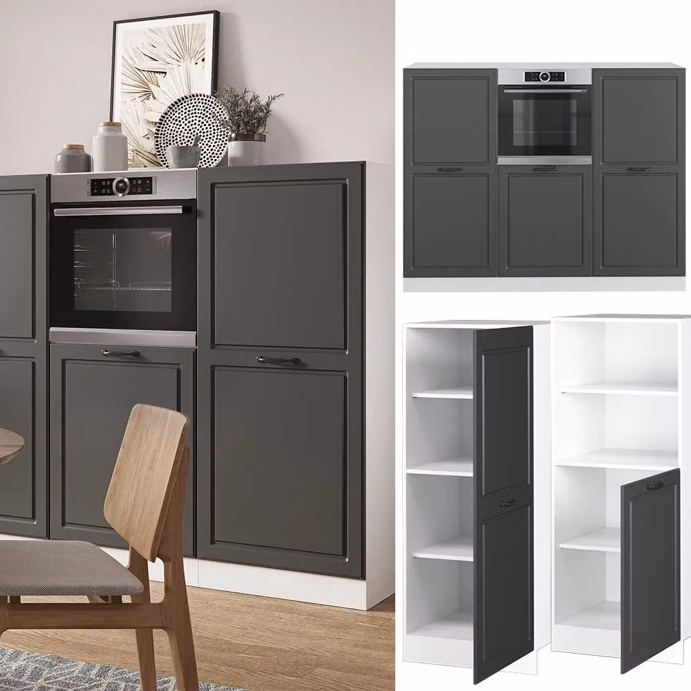 Cucina componibile lineare Vicco R-Line in stile rustico, colore Antracite e Bianco, larghezza 180 cm (senza piano di lavoro) – 2