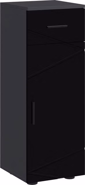 Mobiletto da bagno d'angolo kleankin in legno con cassetto e ante a battente, H 82 cm x L 30 cm x P 30 cm, Nero e Grigio