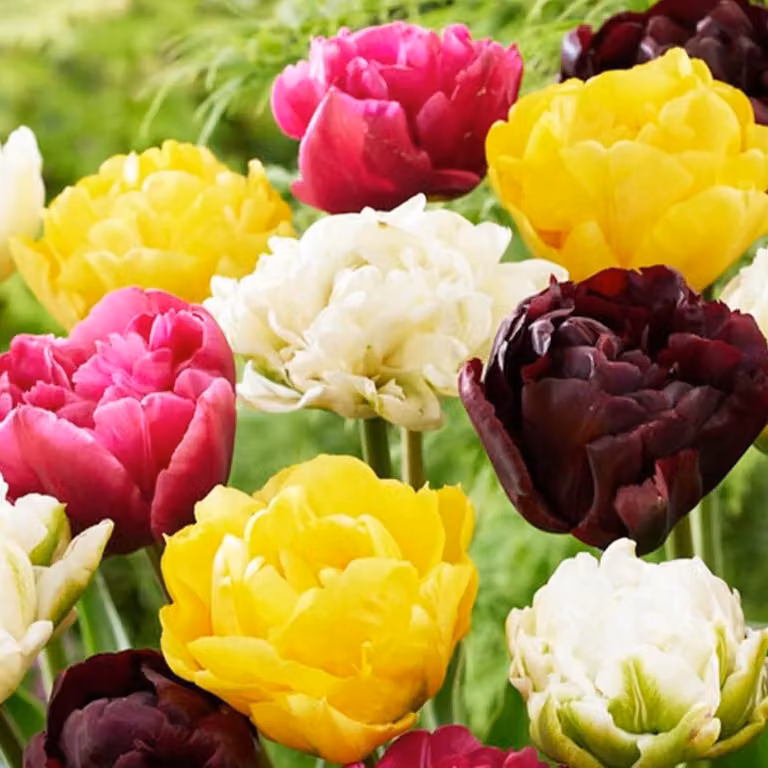 Bulbi di tulipano resistenti al freddo, perenni - Mix primaverile con fiori doppi - 25 bulbi - Piante provenienti dall'Olanda - Adatti per giardino, vasi e balcone (bulbi di grandi dimensioni, senza semi, non trattati artificialmente)