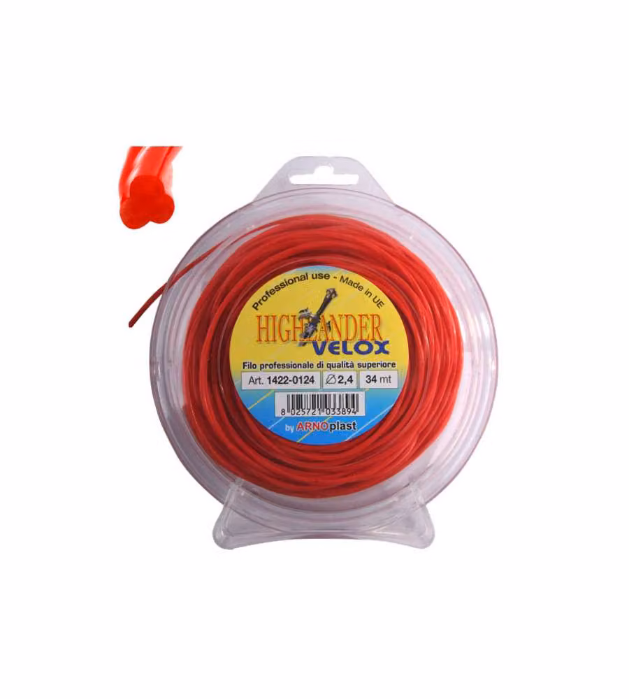 Filo in Nylon Trilobato Highlander Rosso 3,3 mm 16 m